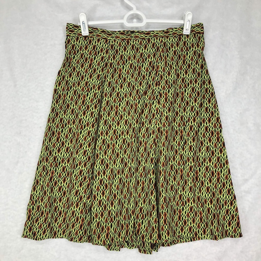 Vintage Clio A-Line Size Large Short Skater Skirt Mod Rockabilly Green Black Red